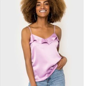 Gibson ruffle detail satin camisole